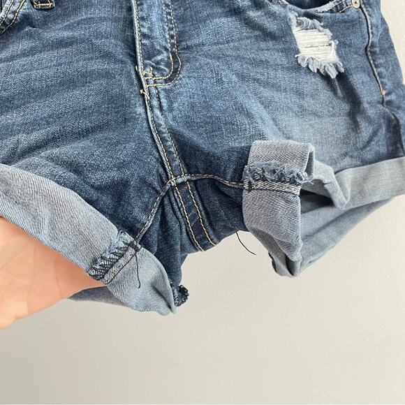 KanCan | Women's Mid Rise Distressed Jean Shorts with Folded Hem KC6111D Denim M - Picture 8 of 9